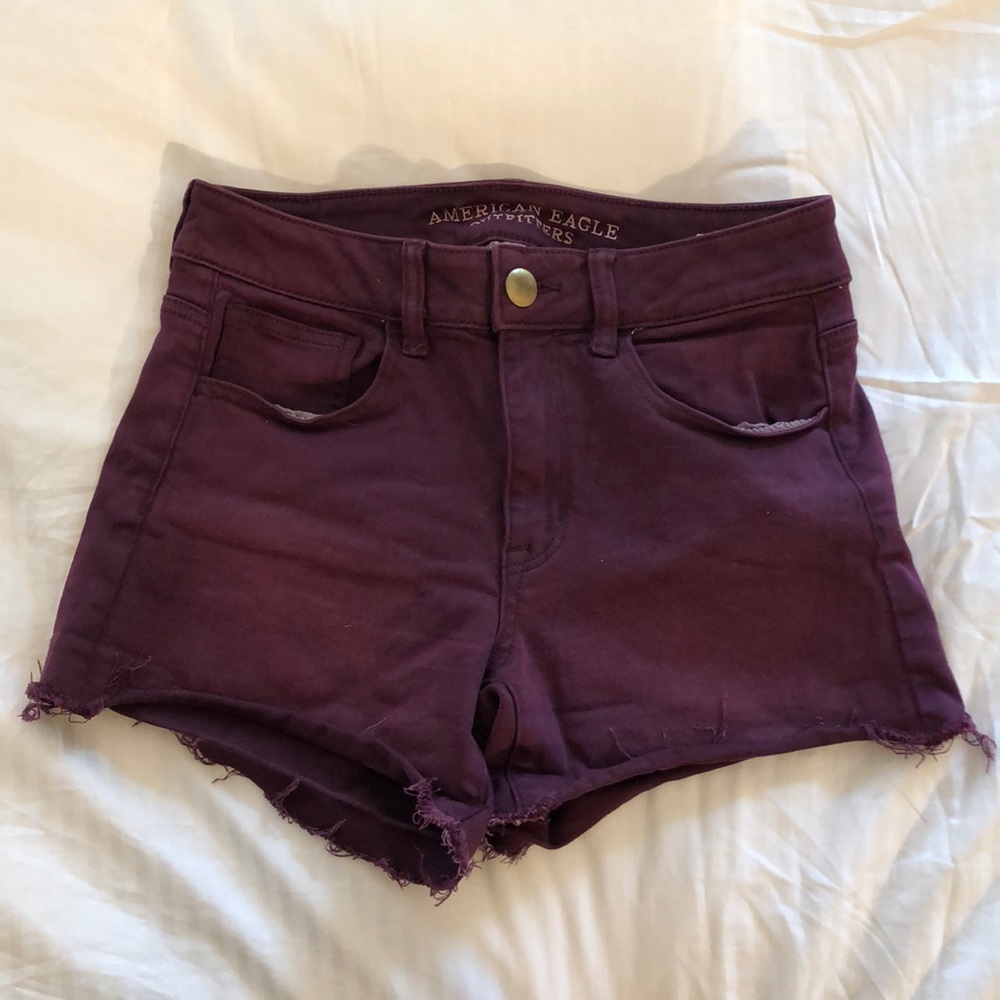 American Eagle Maroon Jean Shorts